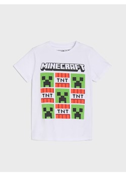 Sinsay - Bawełniana koszulka z nadrukiem Minecraft - biały ze sklepu Sinsay w kategorii T-shirty chłopięce - zdjęcie 184184219