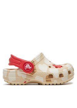 Crocs Klapki Classic Heart Print Clog T 206832 Beżowy ze sklepu MODIVO w kategorii Klapki dziecięce - zdjęcie 184184639