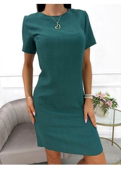 Ciemnozielona Lniana Sukienka ze sklepu ModnaKiecka.pl w kategorii Sukienki - zdjęcie 184184736