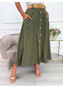 Khaki Spódnica z Paskiem ze sklepu ModnaKiecka.pl w kategorii Spódnice - zdjęcie 184184756