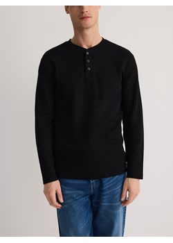 Reserved - Bawełniany longsleeve - czarny ze sklepu Reserved w kategorii T-shirty męskie - zdjęcie 184185215