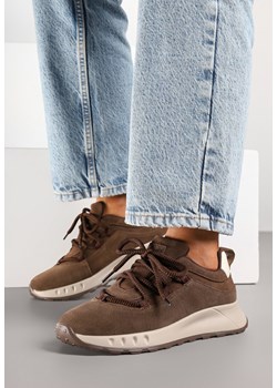 Brązowe Sneakersy z Naturalnego Zamszu ze Skórzaną Wkładką Dolittea ze sklepu born2be.pl w kategorii Buty sportowe damskie - zdjęcie 184185818