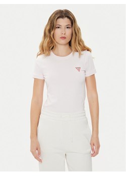Guess T-Shirt W2YI44 J1314 Różowy Slim Fit ze sklepu MODIVO w kategorii Bluzki damskie - zdjęcie 184187417