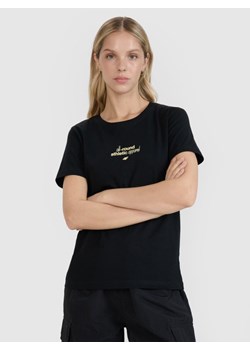 Damski t-shirt z nadrukiem 4F 4FRSS25TTSHF2786 - czarny ze sklepu Sportstylestory.com w kategorii Bluzki damskie - zdjęcie 184195889