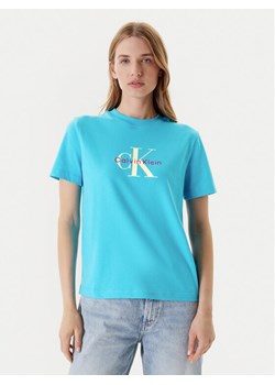 Calvin Klein Jeans T-Shirt Hero Classic LV047B865G Niebieski Regular Fit ze sklepu MODIVO w kategorii Bluzki damskie - zdjęcie 184197138