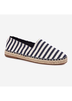 Boto Męskie Espadryle Z Materiałowe W Paski Granatowe Kerenz niebieskie ze sklepu ButyModne.pl w kategorii Trampki męskie - zdjęcie 184199258