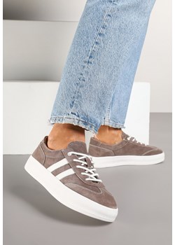 Brązowe Sneakersy Tenisówki ze Skóry Naturalnej na Niskiej Platformie Eleadria ze sklepu renee.pl w kategorii Buty sportowe damskie - zdjęcie 184202955