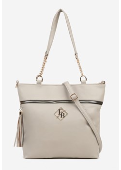 Ciemnobeżowa Torebka Typu Shopper z Ozdobnymi Rączkami i Paskiem i Aplikacją na Ramię Idaloriela ze sklepu renee.pl w kategorii Torby Shopper bag - zdjęcie 184202979