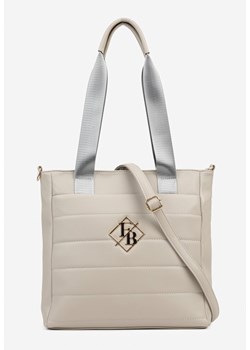 Szara Torebka Typu Shopper z Paskiem Crossbody i Aplikacją Zdobiona Pikowaniem Fleomira ze sklepu renee.pl w kategorii Torby Shopper bag - zdjęcie 184202985