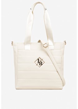 Biała Torebka Typu Shopper z Paskiem Crossbody i Aplikacją Zdobiona Pikowaniem Fleomira ze sklepu renee.pl w kategorii Torby Shopper bag - zdjęcie 184202988
