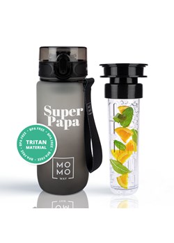 Butelka na wodę Super Papa 600 ml czarna | BPA free | Tritan ze sklepu Sklep SOXO w kategorii Bidony i butelki - zdjęcie 184207567