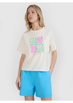 Damski t-shirt z nadrukiem 4F 4FRSS25TTSHF2974 - biały ze sklepu Sportstylestory.com w kategorii Bluzki damskie - zdjęcie 184208099