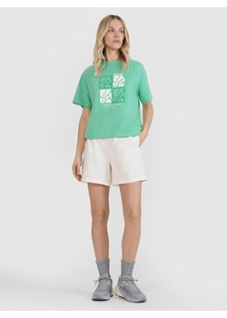 Damski t-shirt z nadrukiem 4F 4FRSS25TTSHF2974 - zielony ze sklepu Sportstylestory.com w kategorii Bluzki damskie - zdjęcie 184208116