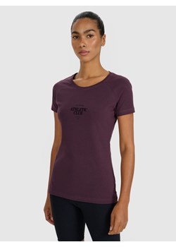 Damski t-shirt z nadrukiem 4F 4FRSS25TTSHF2978 - fioletowy ze sklepu Sportstylestory.com w kategorii Bluzki damskie - zdjęcie 184208176