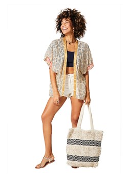 Aller Simplement Kimono w kolorze beżowo-niebieskim ze sklepu Limango Polska w kategorii Swetry damskie - zdjęcie 184213376