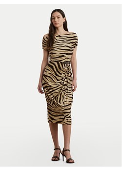 LAUREN RALPH LAUREN Sukienka koktajlowa 200973604001 Beżowy Slim Fit ze sklepu MODIVO w kategorii Sukienki - zdjęcie 184215797