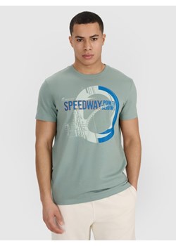 Męski t-shirt z nadrukiem 4F 4FRSS25TTSHM2999 - khaki ze sklepu Sportstylestory.com w kategorii T-shirty męskie - zdjęcie 184221325