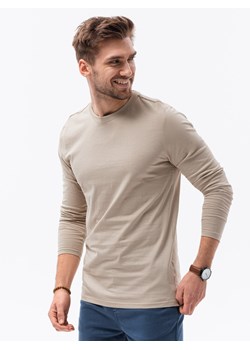 Longsleeve męski bez nadruku - beżowy V8 L138 ze sklepu ombre w kategorii T-shirty męskie - zdjęcie 184223377