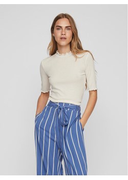 Vila Bluzka 14088347 Beżowy Slim Fit ze sklepu MODIVO w kategorii Bluzki damskie - zdjęcie 184227857