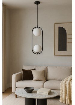 Podwójna lampa wisząca w kolorze czarnym MIA z mlecznobiałymi szklanymi kloszami ze sklepu Lysne w kategorii Lampy wiszące - zdjęcie 184228875