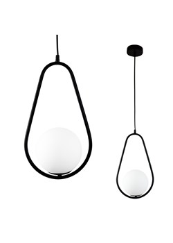 Nowoczesna czarna lampa wisząca w kształcie łezki MARGO ze szklanym kloszem ze sklepu Lysne w kategorii Lampy wiszące - zdjęcie 184228887