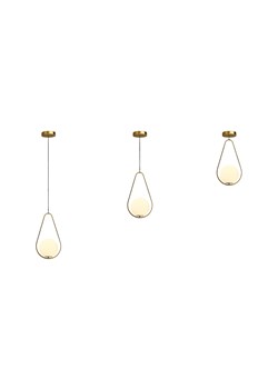 Złota lampa wisząca geometryczna metalowa MARGO ze szklanym kloszem w kolorze mlecznobiałym ze sklepu Lysne w kategorii Lampy wiszące - zdjęcie 184228897