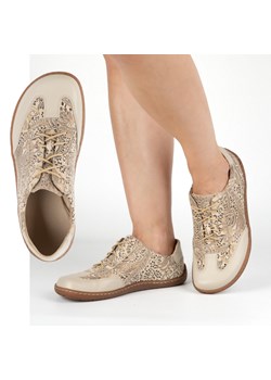 Buty barefoot skórzane damskie Thalia półbuty minimalistyczne print beżowe ze sklepu butyolivier w kategorii Półbuty damskie - zdjęcie 184230147