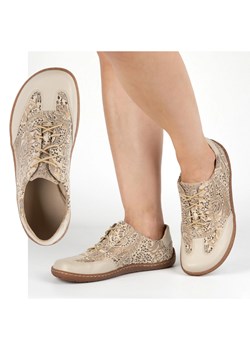 Olivier Buty barefoot skórzane damskie Thalia półbuty minimalistyczne print beżowe beżowy ze sklepu ButyModne.pl w kategorii Półbuty damskie - zdjęcie 184230348