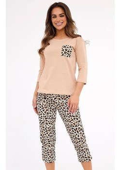 Bawełniana piżama damska 3/4 w panterę Plus Size 602/441, Kolor beżowy-panterka, Rozmiar 3XL, Cornette ze sklepu Primodo w kategorii Piżamy damskie - zdjęcie 184230547