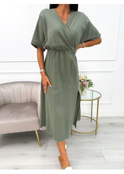 Khaki Sukienka Maxi z Rozporkiem ze sklepu ModnaKiecka.pl w kategorii Sukienki - zdjęcie 184233788