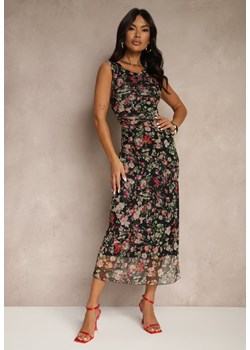Czarna Sukienka Typu Bodycon w Kwiatowy Wzór Melavela ze sklepu renee.pl w kategorii Sukienki - zdjęcie 184234279