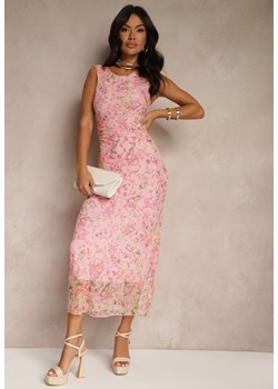 Różowa Sukienka Typu Bodycon w Kwiatowy Wzór Melavela ze sklepu renee.pl w kategorii Sukienki - zdjęcie 184234285