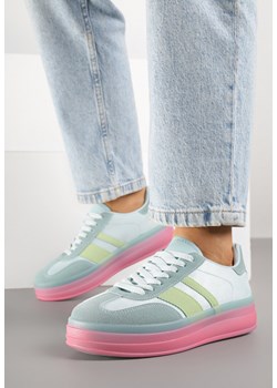 Niebiesko-Różowe Sneakersy Tenisówki z Ozdobnymi Paskami Melinella ze sklepu born2be.pl w kategorii Buty sportowe damskie - zdjęcie 184235847