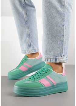 Zielono-Różowe Sneakersy Tenisówki z Ozdobnymi Paskami Melinella ze sklepu born2be.pl w kategorii Buty sportowe damskie - zdjęcie 184235859