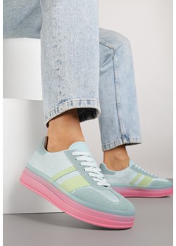 Niebiesko-Różowe Sneakersy w Stylu Tenisówek z Geometrycznym Wzorem Melundea ze sklepu renee.pl w kategorii Buty sportowe damskie - zdjęcie 184235999
