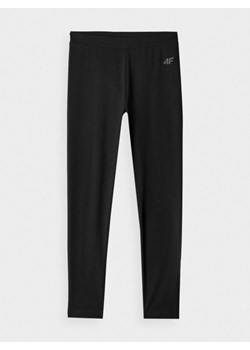 Dziewczęce legginsy dzianinowe 4F 4FJRAW24TTIGF239 - czarne ze sklepu Sportstylestory.com w kategorii Spodnie dziewczęce - zdjęcie 184236279