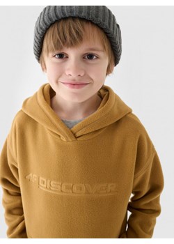 Chłopięcy polar z kapturem 4F 4FJWAW24TFLEM213 - żółty ze sklepu Sportstylestory.com w kategorii Bluzy chłopięce - zdjęcie 184236406