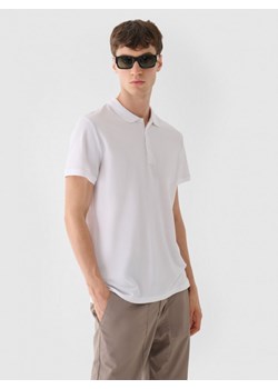 Męska koszulka polo 4F 4FRAW24TPTSM573 - biała ze sklepu Sportstylestory.com w kategorii T-shirty męskie - zdjęcie 184236526