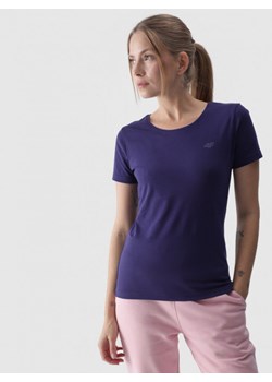 Damski t-shirt basic 4F 4FWMM00TTSHF1845 - granatowy ze sklepu Sportstylestory.com w kategorii Bluzki damskie - zdjęcie 184236619