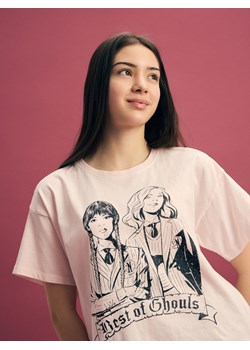 Reserved - T-shirt Wednesday - pastelowy róż ze sklepu Reserved w kategorii Bluzki dziewczęce - zdjęcie 184240808