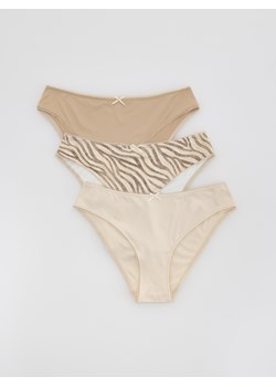 Reserved - Majtki typu bikini 3 pack - beżowy ze sklepu Reserved w kategorii Majtki damskie - zdjęcie 184240888