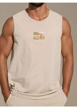 Sinsay - Tank top z ozdobnym drobnym nadrukiem - beżowy ze sklepu Sinsay w kategorii T-shirty męskie - zdjęcie 184246977