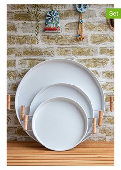 Violeta Home Tace (3 szt.) w kolorze biało-jasnobrązowym ze sklepu Limango Polska w kategorii Misy i tace dekoracyjne - zdjęcie 184247608