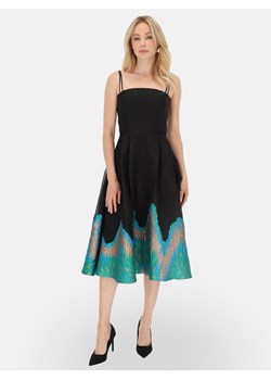 Czarna sukienka koktajlowa midi Diana z kolorowym printem – L’AF ze sklepu Eye For Fashion w kategorii Sukienki - zdjęcie 184250045