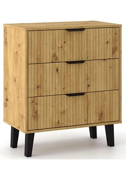 Komoda ryflowana z 3 szufladami dąb artisan N2-Z51 ze sklepu Edinos.pl w kategorii Komody - zdjęcie 184251815