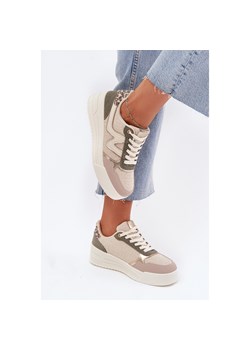 Sneakersy Damskie Na Platformie Panterka Beżowe beżowy ze sklepu ButyModne.pl w kategorii Buty sportowe damskie - zdjęcie 184252078