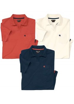 Zestaw 3 bawełnianych koszulek polo bez guzików ze sklepu Atlas For Men w kategorii T-shirty męskie - zdjęcie 184254248