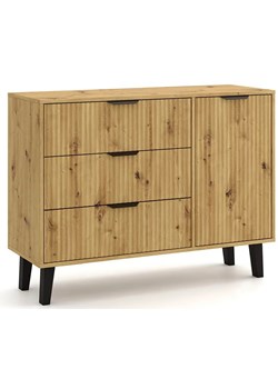 Ryflowana komoda z 3 szufladami i szafką dąb artisan R3-T24 ze sklepu Edinos.pl w kategorii Komody - zdjęcie 184257448