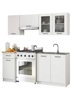 Mały komplet białych mebli kuchennych z witryną 180 cm K7-F32 ze sklepu Edinos.pl w kategorii Dom - zdjęcie 184257866