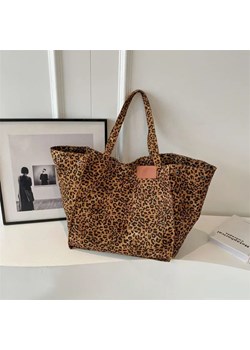 Materiałowa torba shopper w panterkę - Brązowy ze sklepu Intimica.pl w kategorii Torby Shopper bag - zdjęcie 184258115